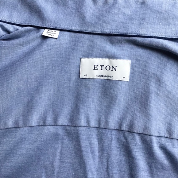 ETON contemporary sky blue stretchy dress shirt Sz 17 made in Romania 🇷🇴 - Picture 9 of 10